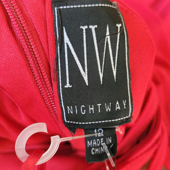 Nightway Red Strappy Back Beaded A-Line Gown Size Women's 12 NEW with Tags - Picture 14 of 16